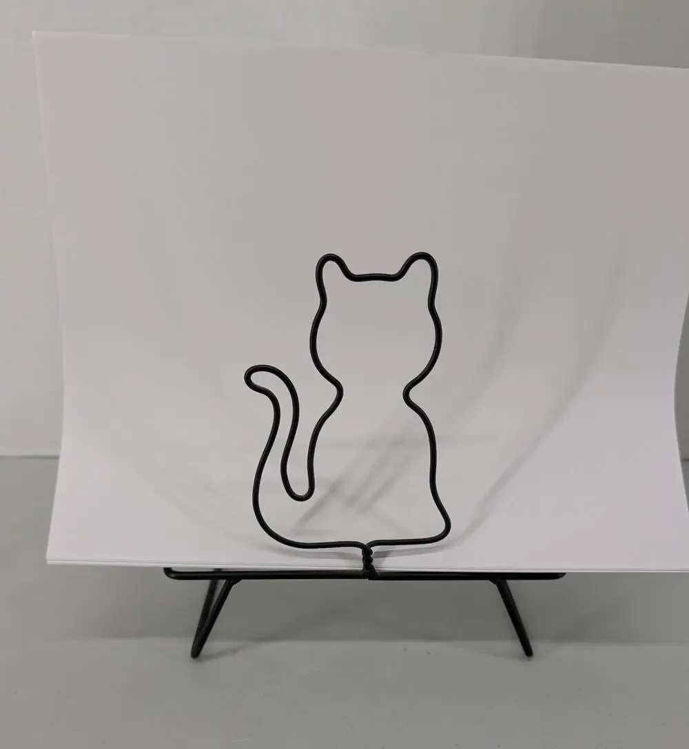Vinatge Black Metal Cat Paper Plate Holder Letters Magazines Books